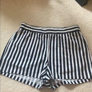 Black and white striped shorts